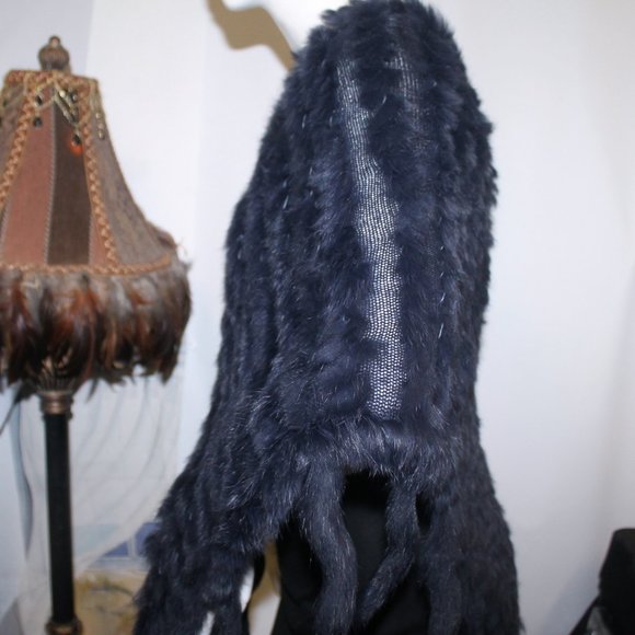 New MK Metric Knits Fur Collection 4 Neiman Marcus Rabbit Fur Poncho Cape - Picture 8 of 10